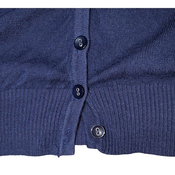 Women's Navy Blue Lace Back Cardigan Button Front XL Laps - Picture 13 of 13